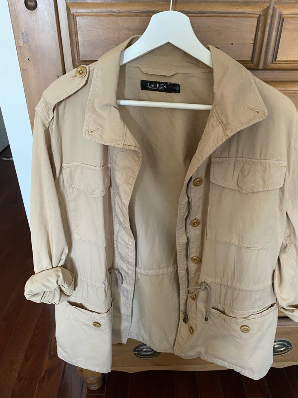 Ralph Lauren Beige Utility Jacket with Drawstring Waist